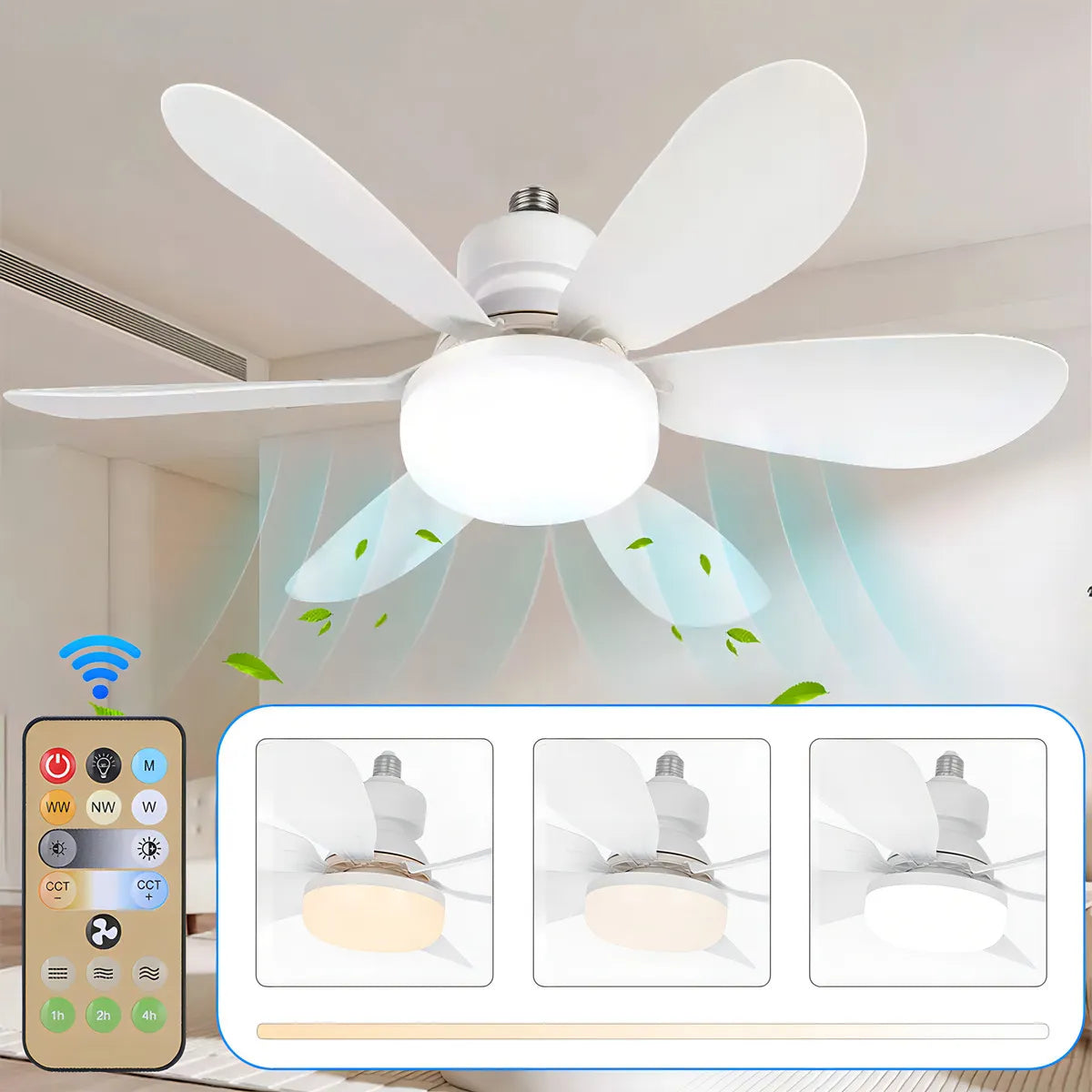 FOCO VENTILADOR 6 ASPAS LED 3 VELOCIDADES 40W 52 CM